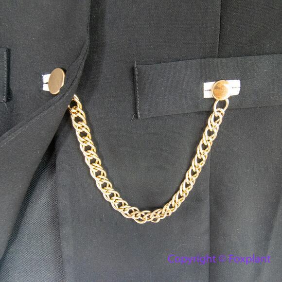 Vintage Lew Magram Collection Blazer Sz 10 Black Gold Buttons Chain Military - Picture 4 of 12